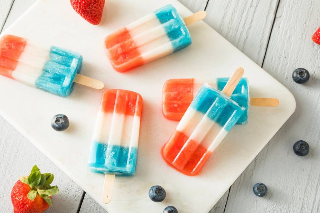 Red, white and blue popsicles