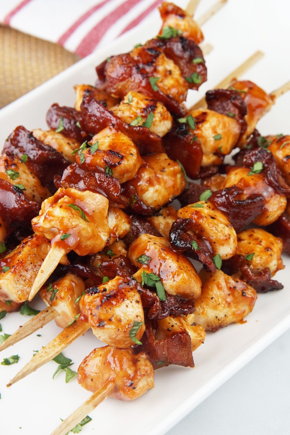 Chipotle chicken and bacon skewers