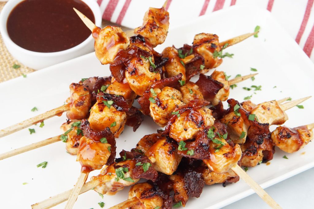 Chipotle chicken and bacon skewers