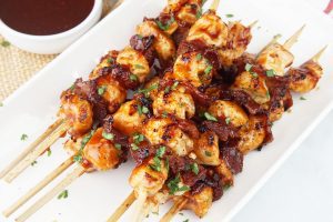 Chipotle chicken and bacon skewers