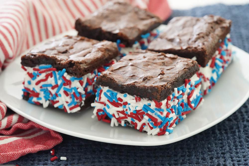 festive brownie ice cream sandwich