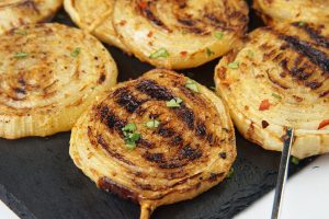 Grilled onion steaks