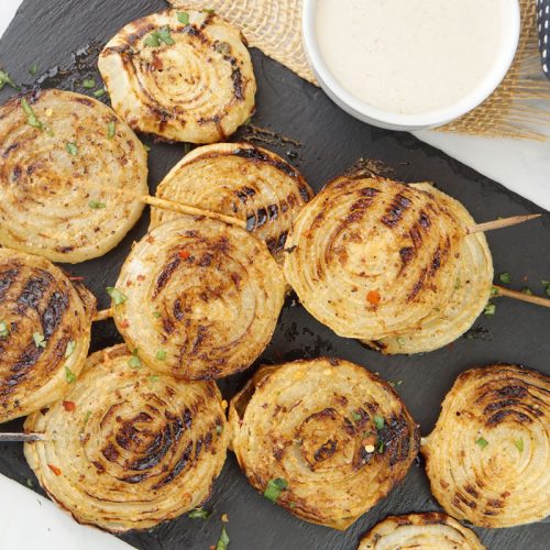Grilled onion steaks